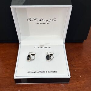 Sterling Silver Earrings with sapphire & diamonds